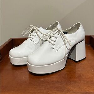 Funtasma White Patent Platform Oxford Derbys